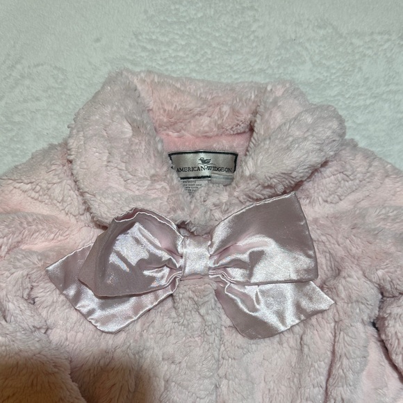 EUC American Widgeon Pink Fur Coat with Satin Bow 3t - Picture 2 of 4